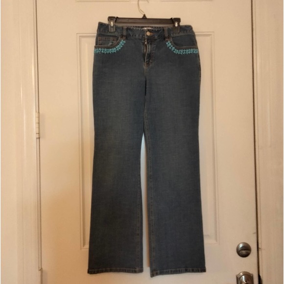 Ann Taylor designer beaded jeans 8 - Picture 1 of 4